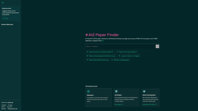 艾伦AI研究所推出文献搜索系统 Ai2 Paper Finder